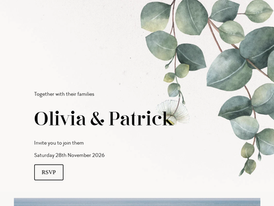 Eucalyptus wedding website design template