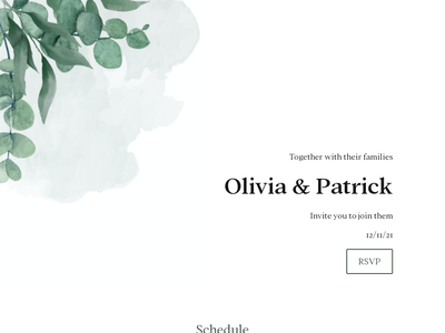 Green Foliage wedding website design template