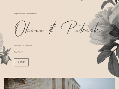 Elegant Pencil Flowers wedding website design template